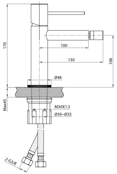 Sapho - SOLARIS bidé csaptelep, fényes króm