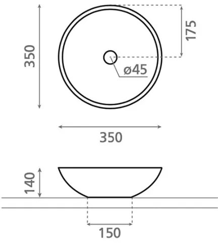 Bathco 4015 - Ráültethető mosdó CASTELLON átm. 35 cm, porcelán/fehér