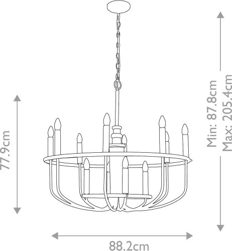 Kichler KL-CAPITOL-HILL12-PNBR – láncos csillár. CAPITOL HILL 12xE14/40W/230V, aranyszínű