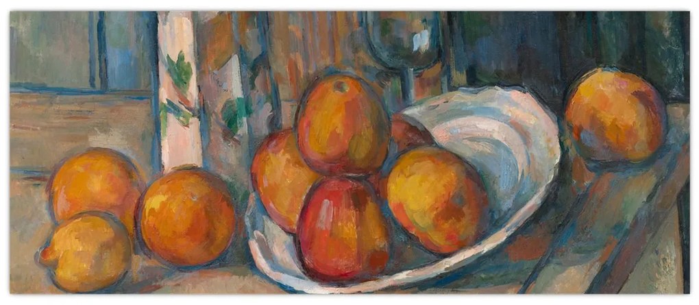 Kép - Paul Cézanne, Still Life with Milk Jug and Fruit, reprodukciók (120x50 cm)