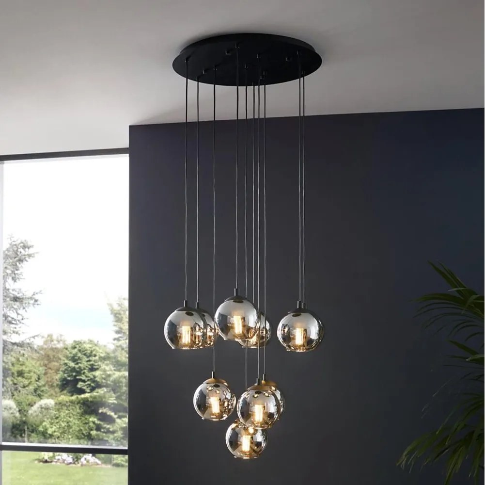 Eglo 98654 - ARISCANI kábelcsillár 10xE27/40W/230V fekete/fényes króm