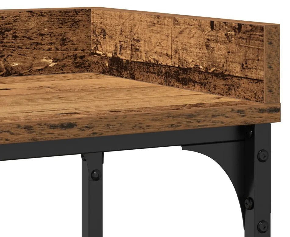 Konzol Asztal Régi Fa 100x30x80 cm Üvegszálas Fa és Acél