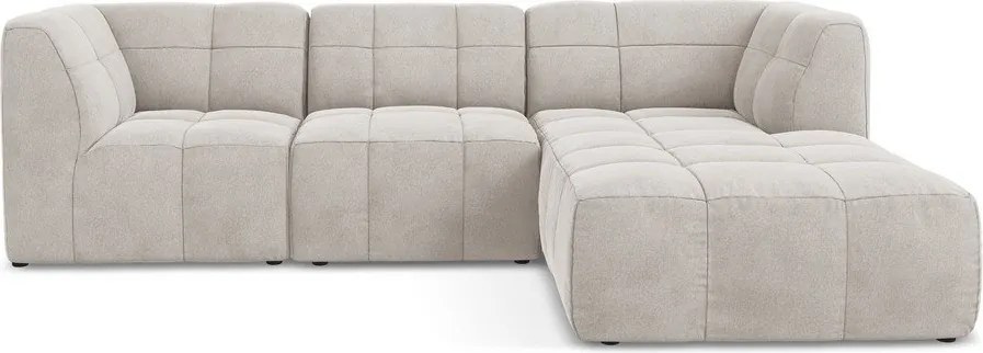 Bézs bársony sarokkanapé (jobb oldali-heverő résszel) Aloha – Makamii