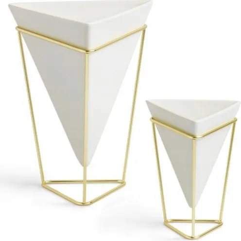 Dekoratív kerámia kaspók fehér arany virágokhoz, gyógynövényekhez Trigg