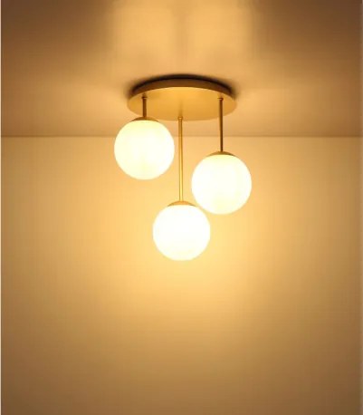Globo 47441-3CH Mennyezeti lámpa, matt pezsgő színű fém, fehér üveggolyók, ø: 340mm, M: 400mm, 3x E14 LED 25W 230V izzók nélkül