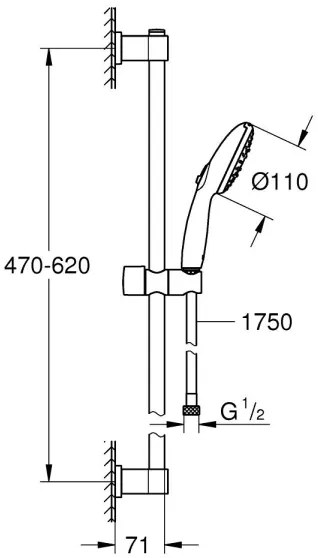 GROHE 26032001 - VITALIO START 110 zuhanyszett 600 mm fényes króm