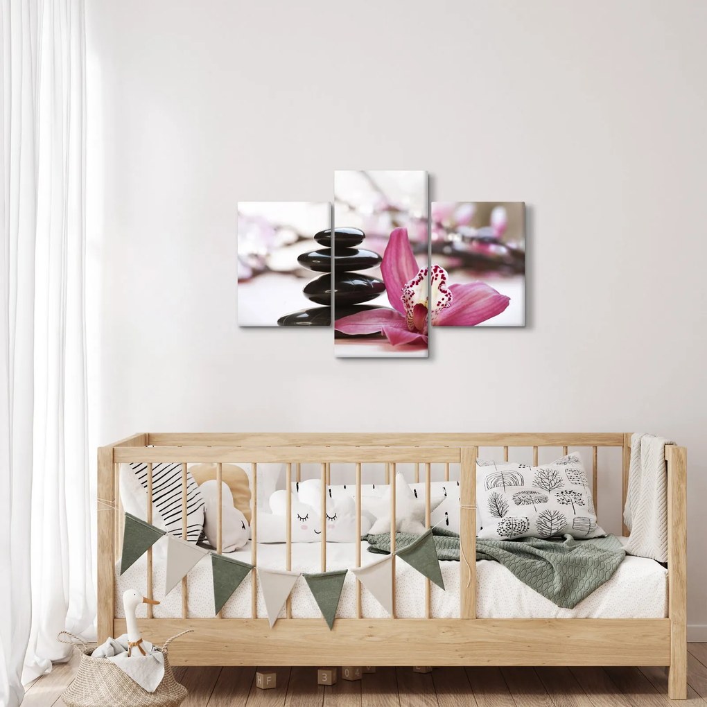 Masszázs kövek és orchideák képe (90x60 cm)