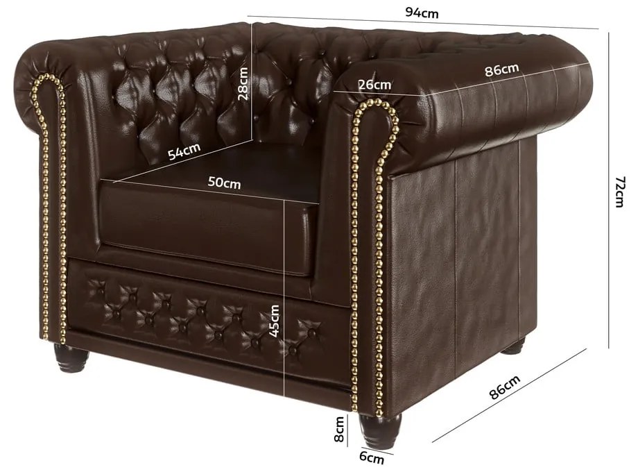 Sötétbarna bőrutánzat fotel York – Ropez