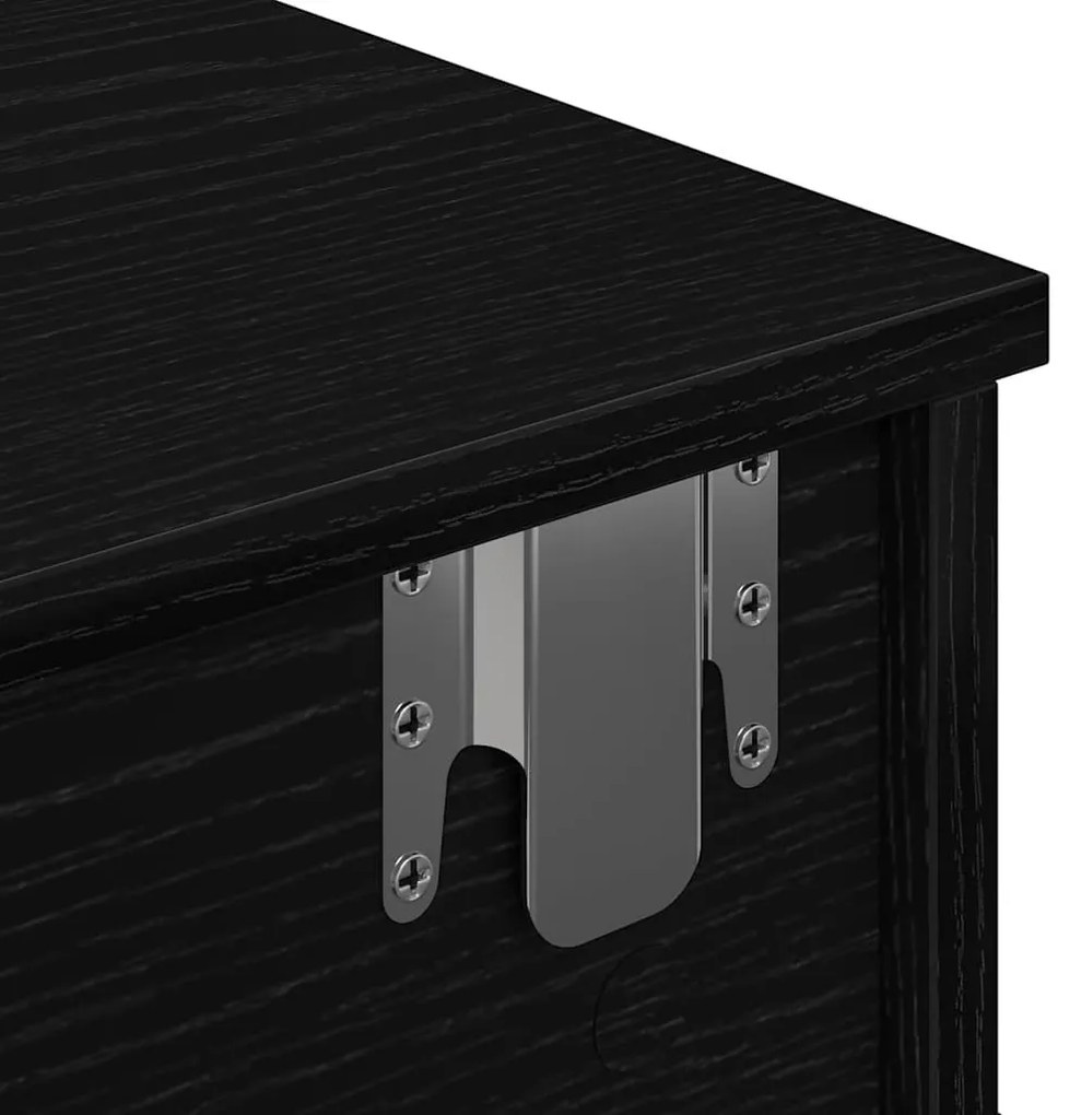 Falipolc fiókokkal fekete 60x28x15 cm műszaki fa