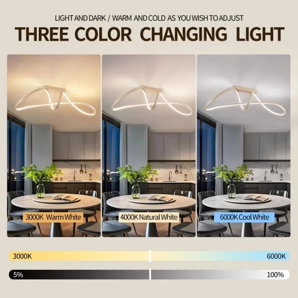 Brilagi-LED Fényerőszabályozható felületre szerelhető csillár TWISTER LED/60W/230V 3000-6000K bézs+távirányító