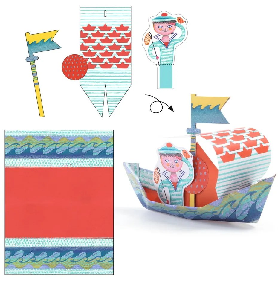 Hajók origami vízálló papír kiegészítőkkel - Djeco