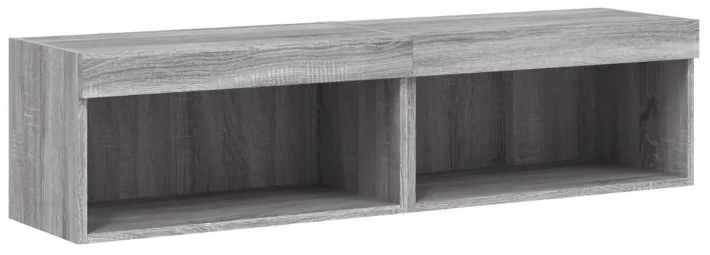 2 db szürke sonoma színű TV-szekrény LED-ekkel 60x30x30 cm