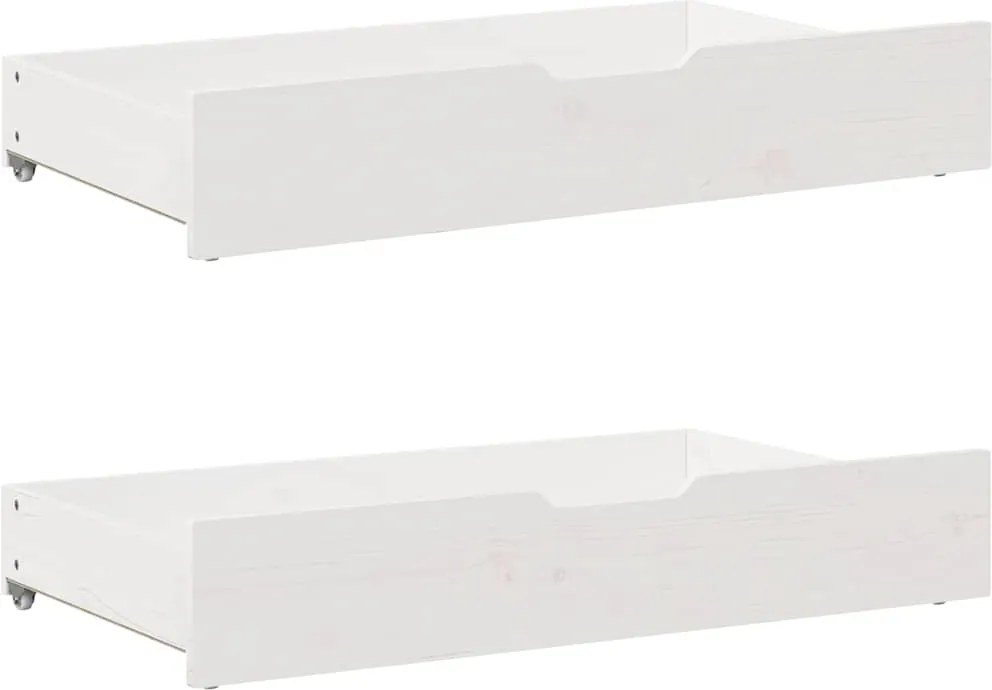 vidaXL 2 db fehér tömör fenyőfa ágy alatti fiók 95 x 55 x 17 cm