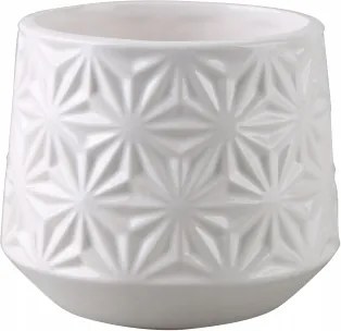 Kerek kerámia virágtartó fedél Flower Fehér 10,5 x 12,5cm