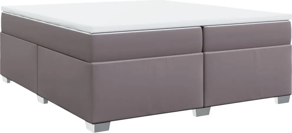 vidaXL szürke műbőr rugós ágy matraccal 200 x 200 cm
