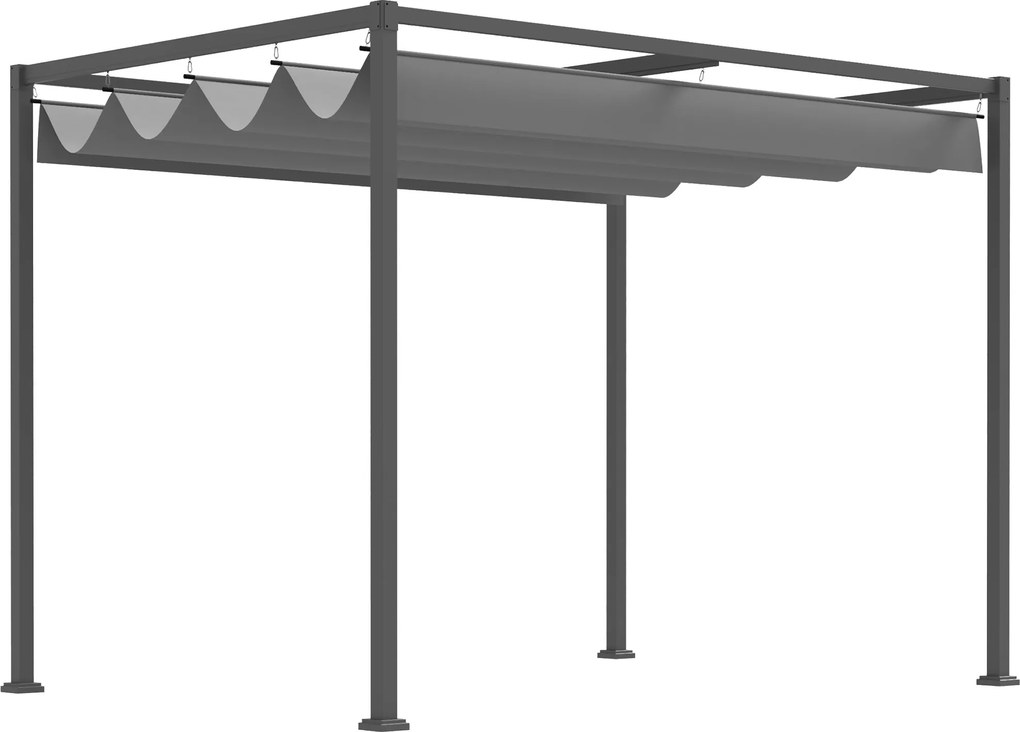 Outsunny Pergola kb. 3x2m Kerti Pavilon Terasz Fedés Fém Szabadonálló Kerti Pavilon Állítható Tetővel, UV Védelemmel, Napsütés Védelemmel Teraszra és