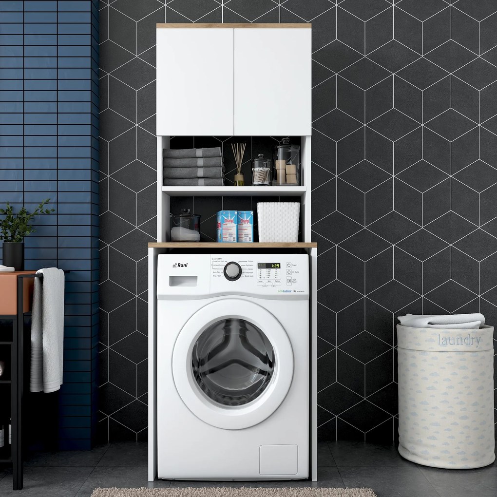 Fürdőszoba szekrény Karoline 101 (fehér + dió). Akció -27%. 1073336