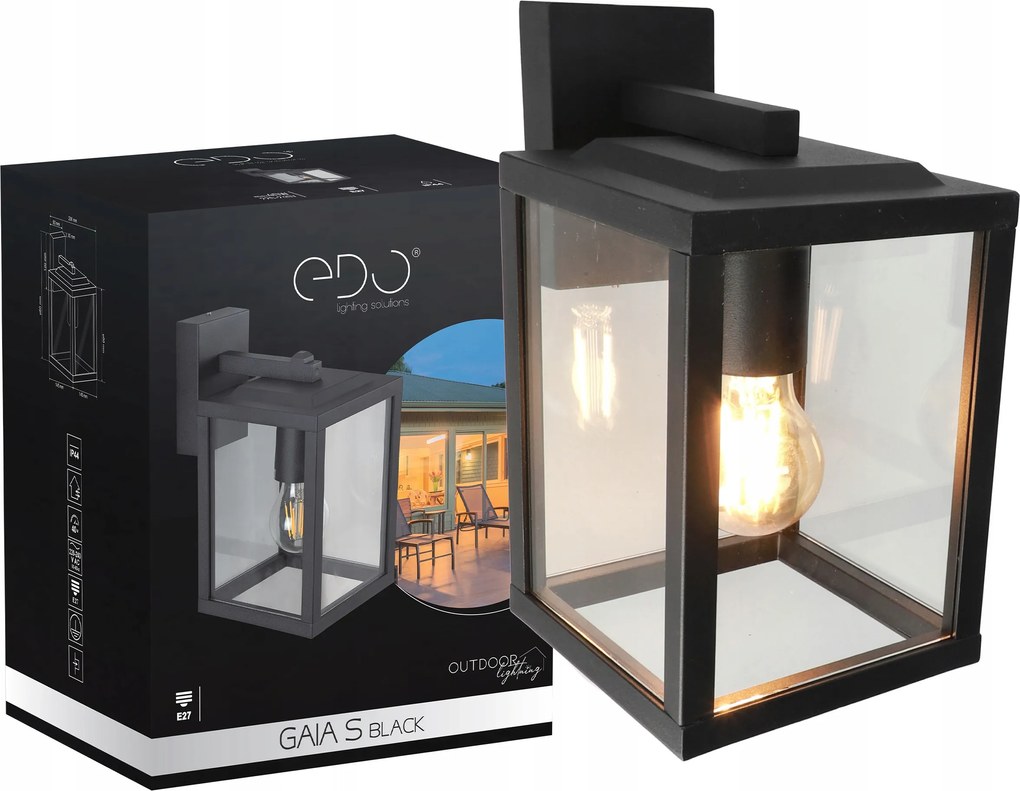 Edo Kültéri fali lámpa Gaia S Homlokzati E27 Lámpa IP44
