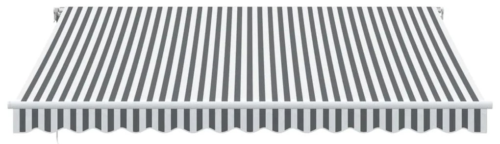 antracitszürke-fehér kézzel kihúzható napellenző 400 x 350 cm
