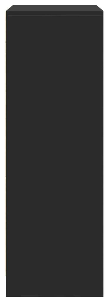 fekete szerelt fa tálalószekrény LED-del 77 x 34 x 100 cm
