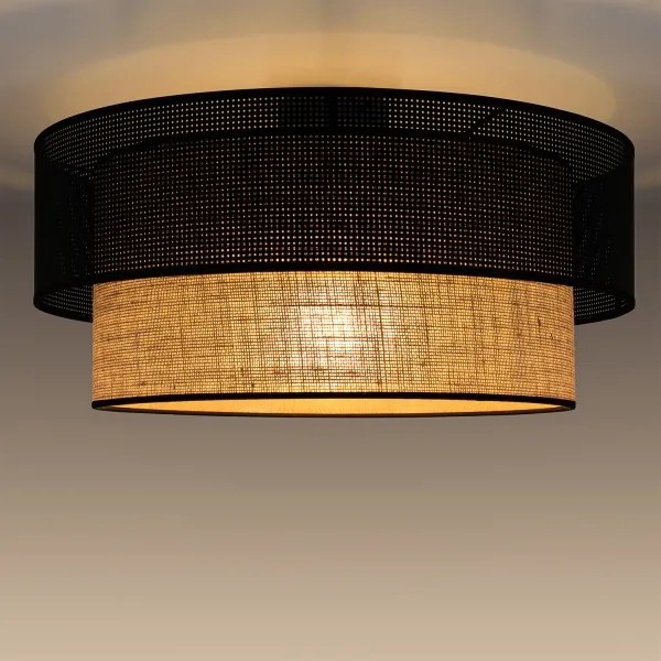 Mennyezeti lámpa BORHO 1xE27/60W/230V átm. 40 cm fekete/juta