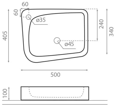 Bathco 4001 - Ráültethető mosdó ARAGON 50x40,5 cm porcelán/fehér