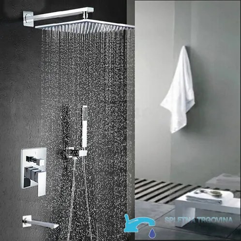 Zuhanypanel EYN PT04042 falba süllyesztett kivitelben, LED-világítással, többféle színváltozatban, például krómban és matt feketében — 20 cm — Fix