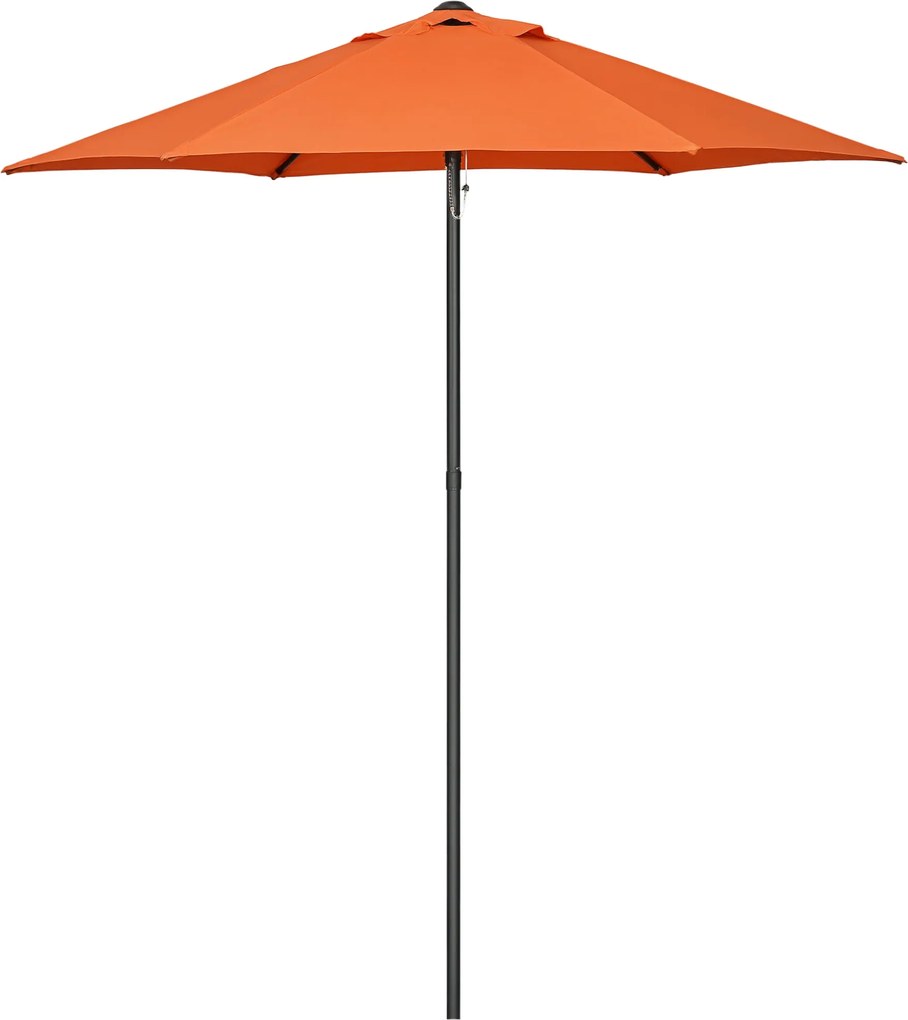 Outsunny Üvegtető Ø196 cm, hatszögletű erkélyernyő, strandernyő, szélálló, stabil piaci ernyő, csigás napernyő, napvédő erkélyre, kertbe, Narancssárga