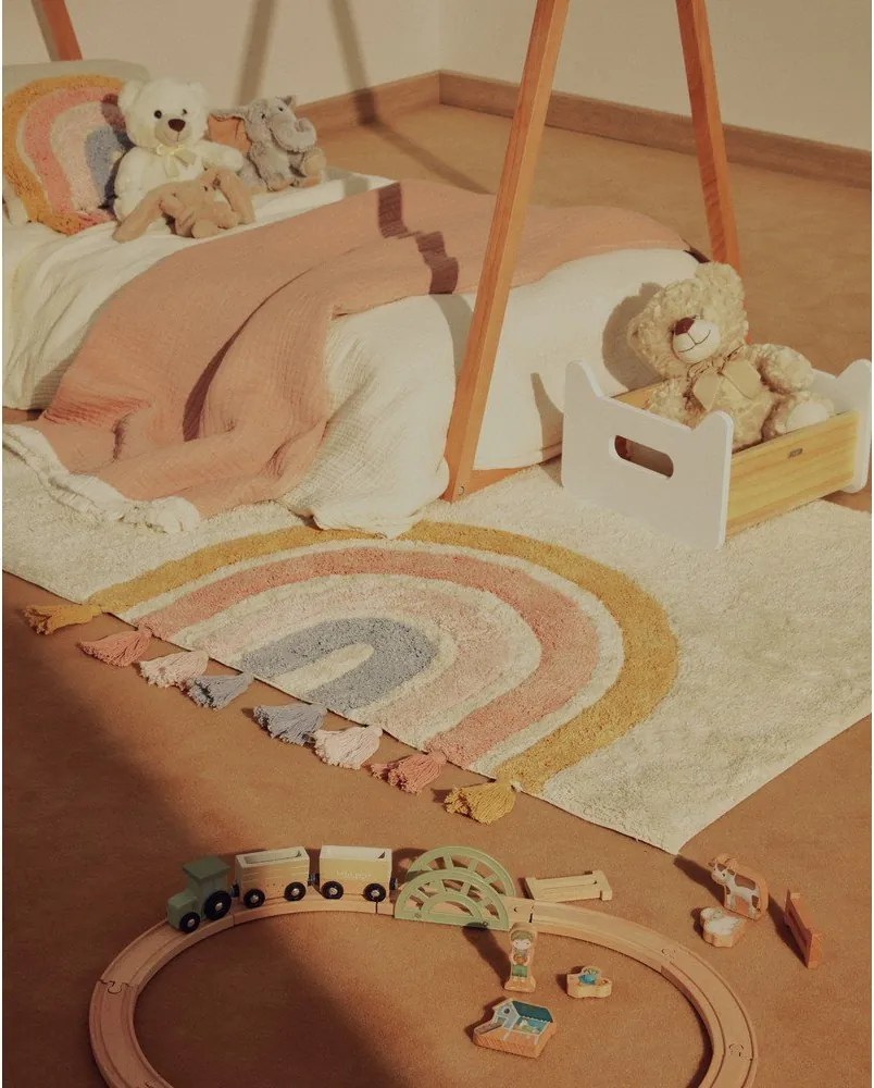 Elefántcsont színű mosható-kézi szövésű pamut gyerek szőnyeg 90x150 cm Tadea – Kave Home