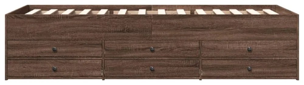 barna tölgy kanapéágy fiókkal matrac nélkül 90x200 cm