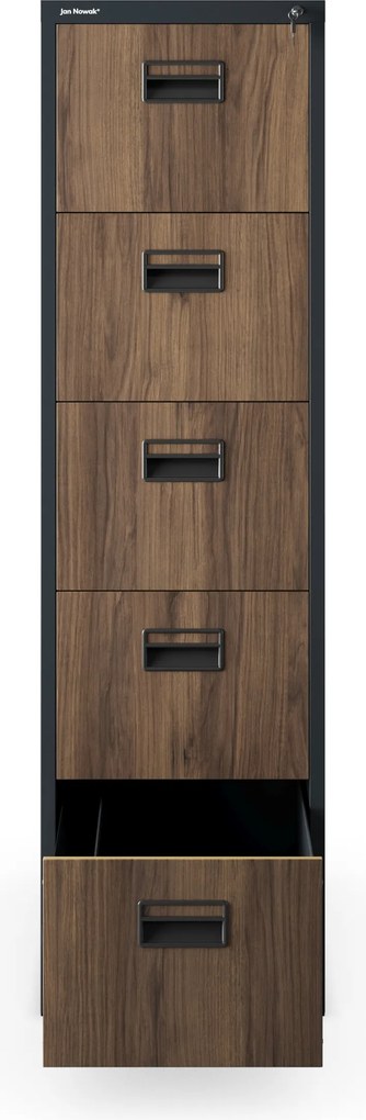 5 fiókos fém iratszekrény, antracit/dió, 460x1625.5x620 mm: SARA Eco Design