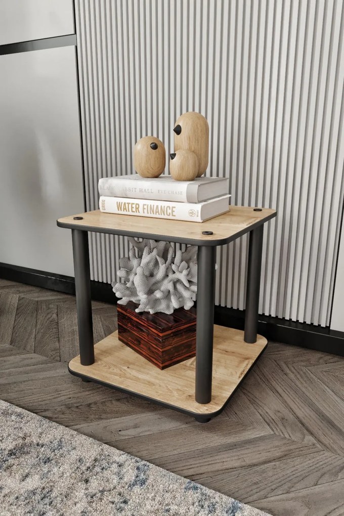 Bookcase dohányzóasztal, tölgy, 34 cm – 2-Tier