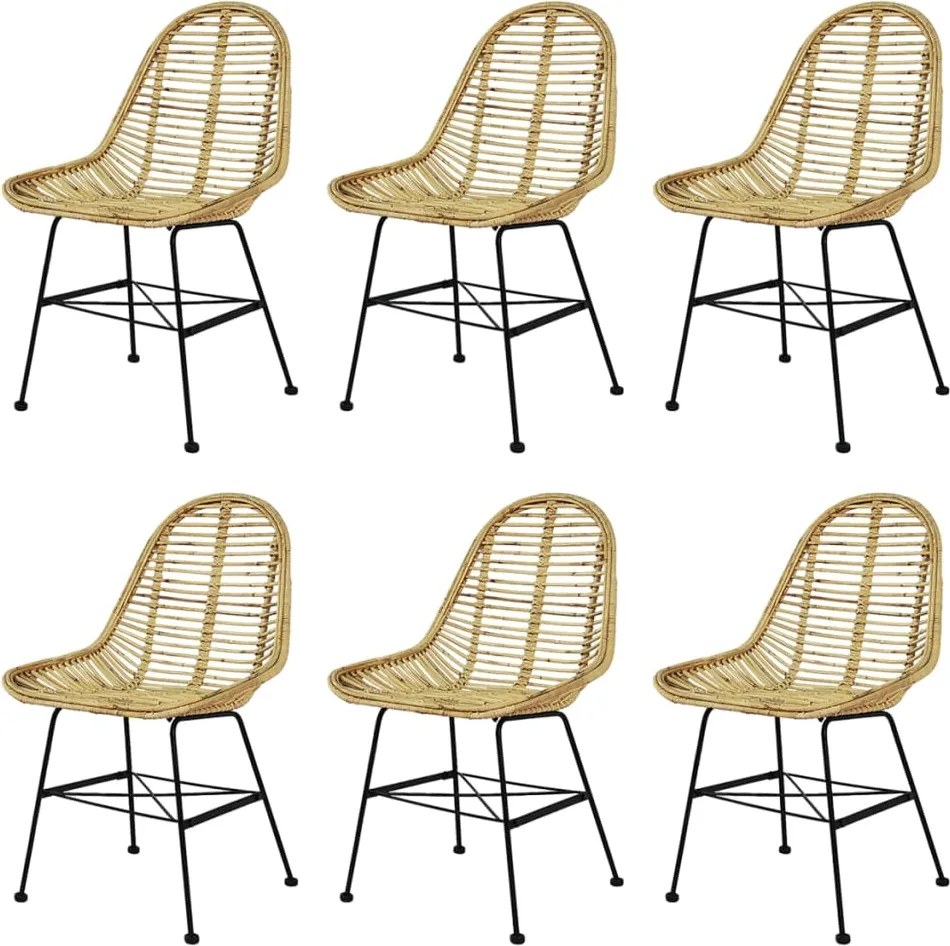 vidaXL 6 db természetes rattan étkezőszék
