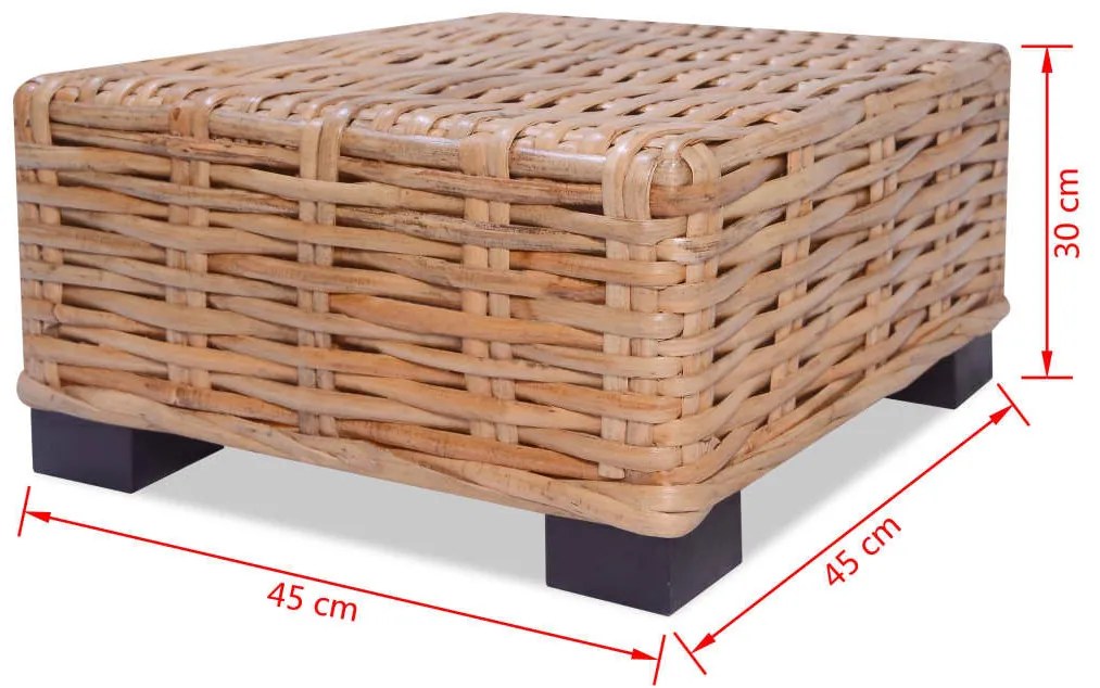 Természetes rattan dohányzóasztal 45 x 45 x 30 cm