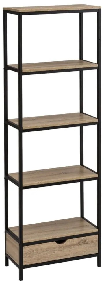 Fekete-natúr színű könyvespolc tölgyfa dekorral 60x180 cm Urban – Casa Selección