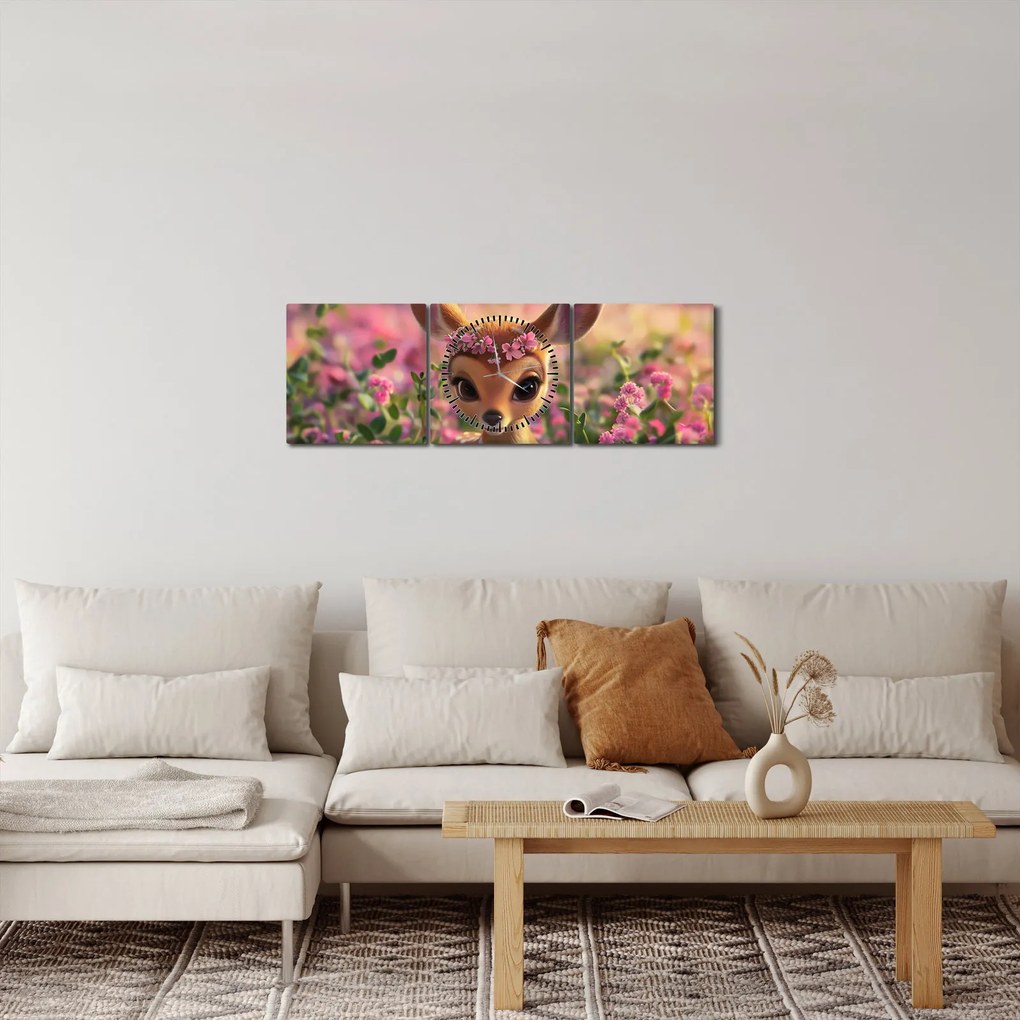 Kép - Aranyos őzike (órával) (90x30 cm)