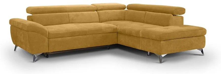 Sárga, jobbos SALERNO L-alakú kihúzható sarokkanapé