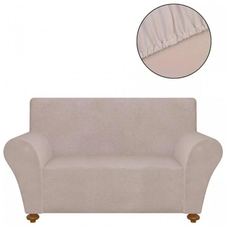 131089  Stretch Couch Slipcover Beige Polyester Jersey