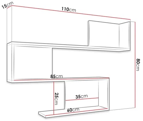 Fali polc MANUNIA 80x110 cm fehér