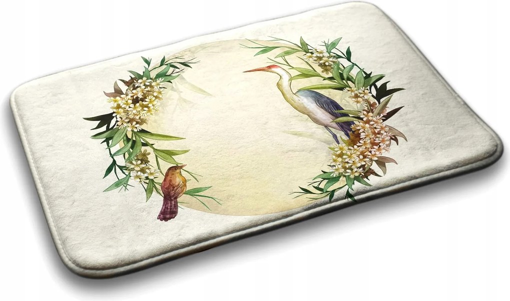 Fürdőszobaszőnyeg Kompozíció Virágok Madarak 90x60 cm