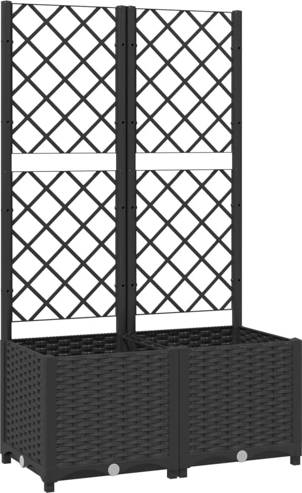 vidaXL fekete kerti virágláda ráccsal 80 x 40 x 136 cm PP