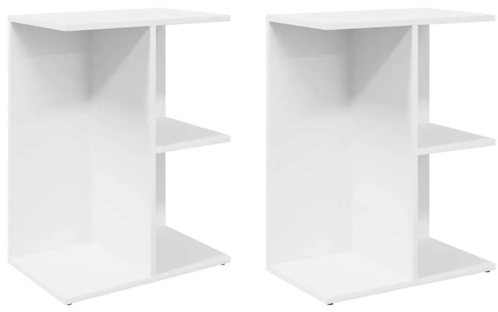 éjjeliszekrények 2 db fehér 46,5x29x61 cm gépelt fa