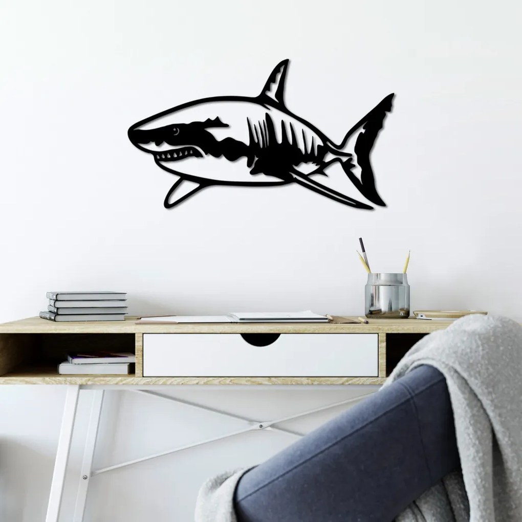 Shark fém fali dekoráció, 50×28 cm