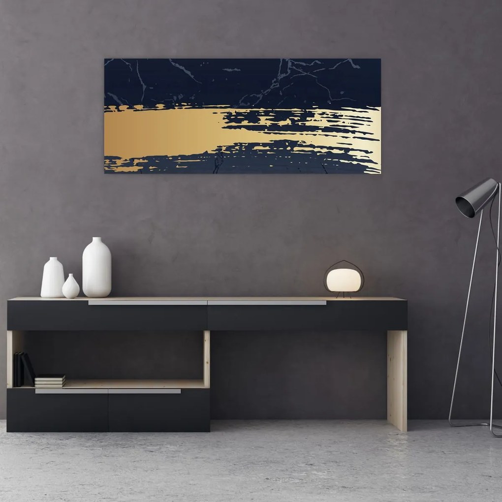 Kép - Kék és arany absztrakció N⁰2 (120x50 cm)