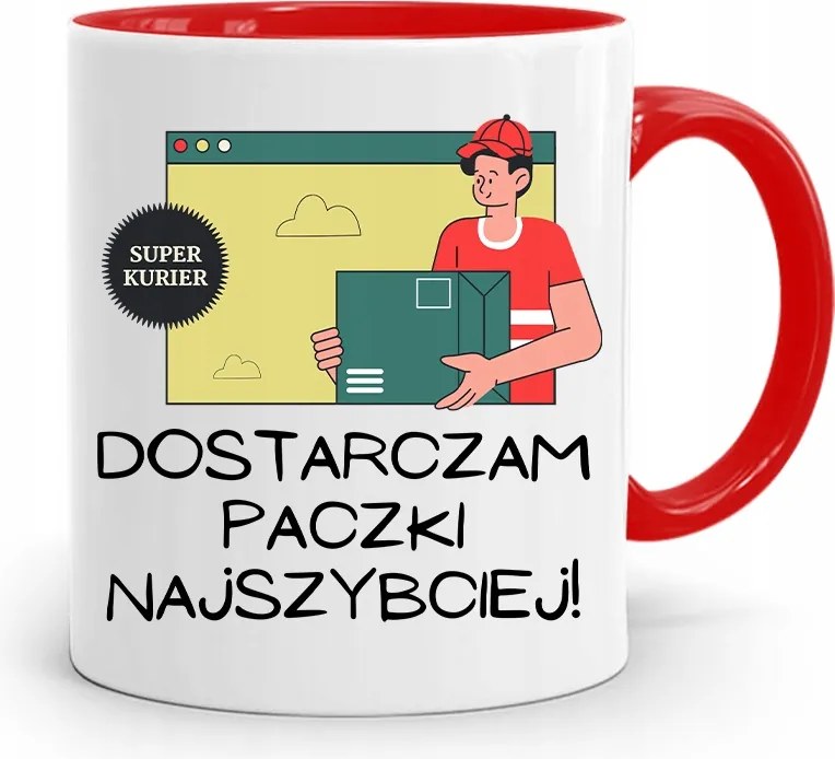 Piros Bögre Futárnak Nyomtatott Csomagokat Szállítok