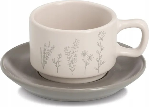 Eszpresszó szett Virágok, 8 részes, kő, O6,3x4,6, O11cm