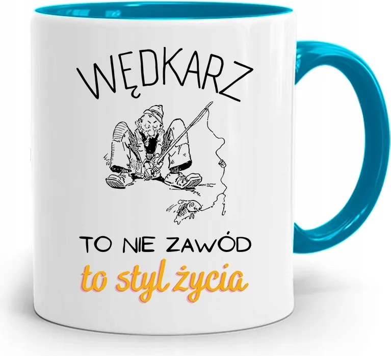 Kék Horgász Bögre A Halász Egy Életstílus, fényképes nyomtatással