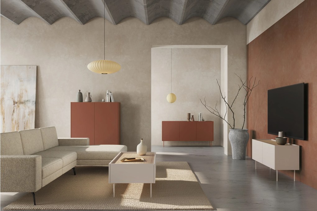 Desin dohányzóasztal 120 cm fiókokkal - kasmír / nagano tölgy