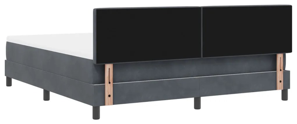 Boxspring Ágy Mattal Sötétszürke Szuper Király Bársony