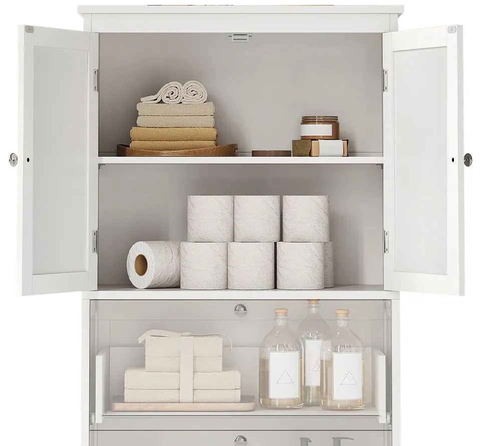 2 ajtós tárolószekrény 2 fiókkal 60x30x110cm